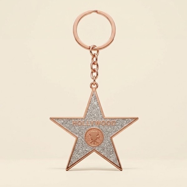 Golden Hollywood Star Keychain – Hollywood Walk of Fame Style