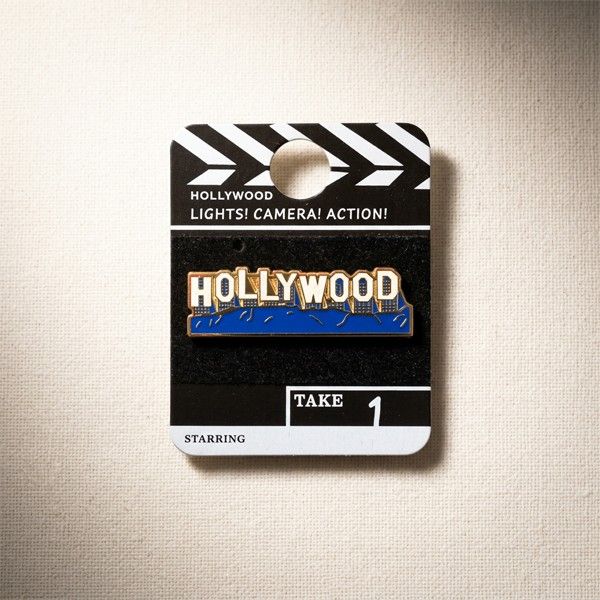 Hollywood Skyline Enamel Keychain with Blue Base
