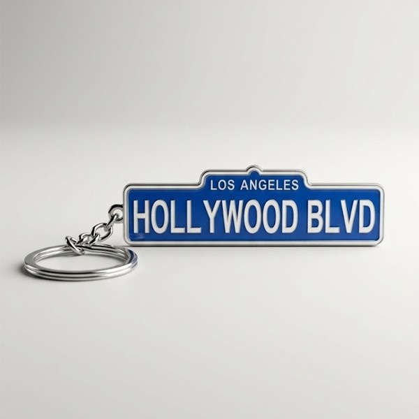 Hollywood BLVD Keychain – Los Angeles License Plate Style