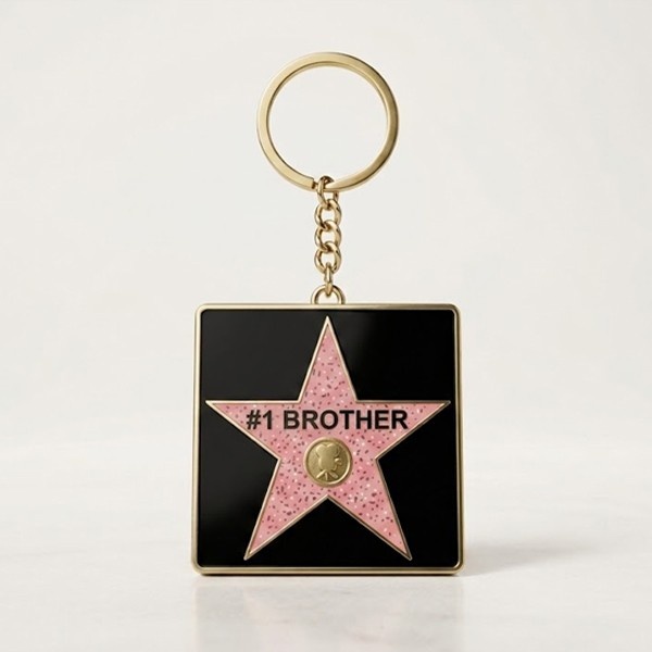 #1 Brother Square Star Keychain – Hollywood Walk of Fame Style