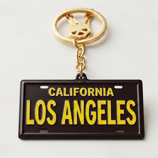 Classic Los Angeles Cruiser Keychain – California License Plate Style